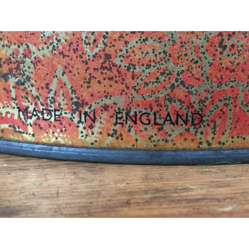 Vtg Huntley Palmers Floral Round Metal Biscuit Wafer Cookie Tin London England